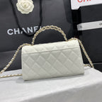 23P フラップバッグ 19cm ホワイトキャビア ゴールド金具