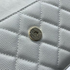 23P フラップバッグ 19cm ホワイトキャビア ゴールド金具