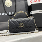 23P フラップバッグ 19cm ブラック キャビア ゴールド金具