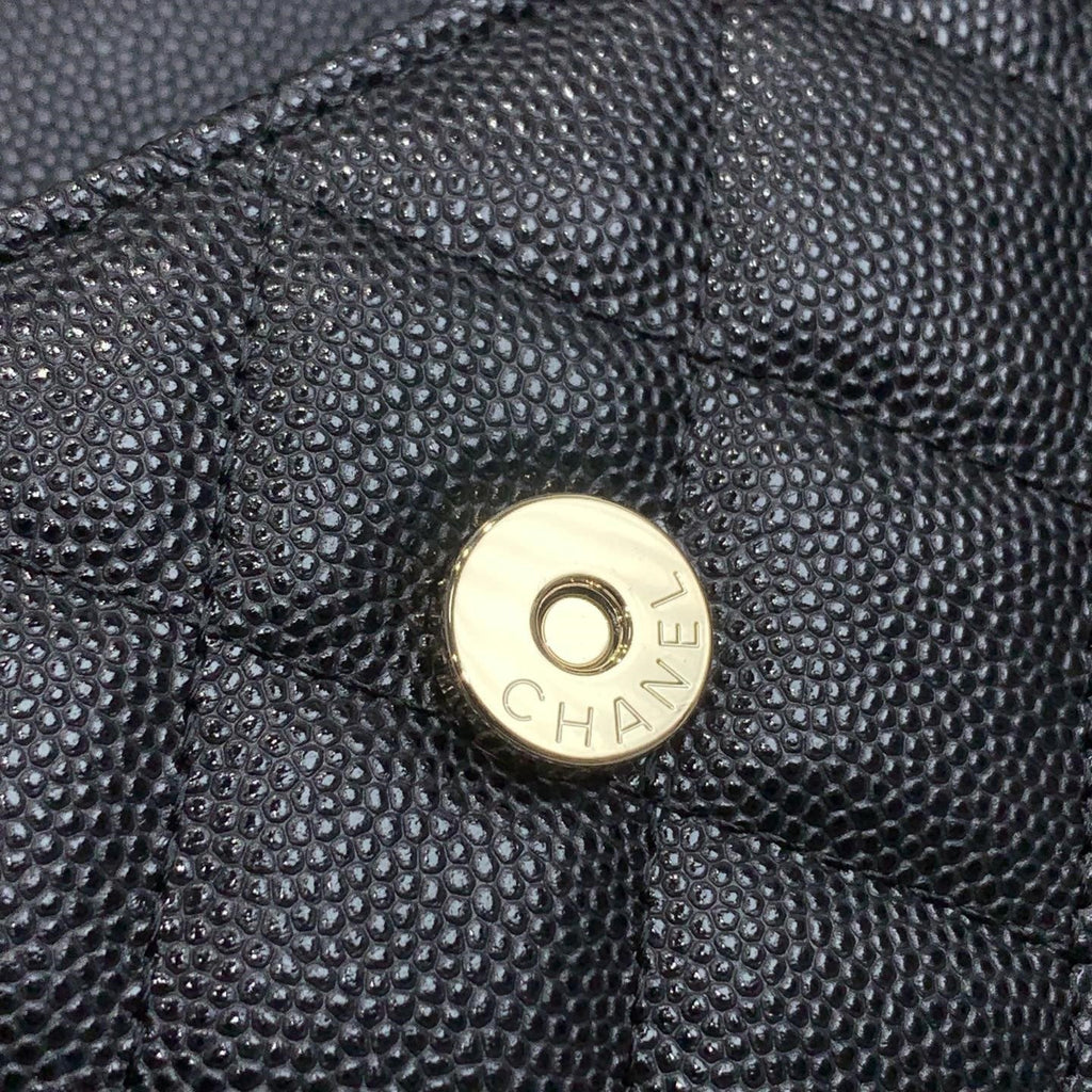 23P フラップバッグ 19cm ブラック キャビア ゴールド金具