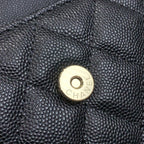 23P フラップバッグ 19cm ブラック キャビア ゴールド金具