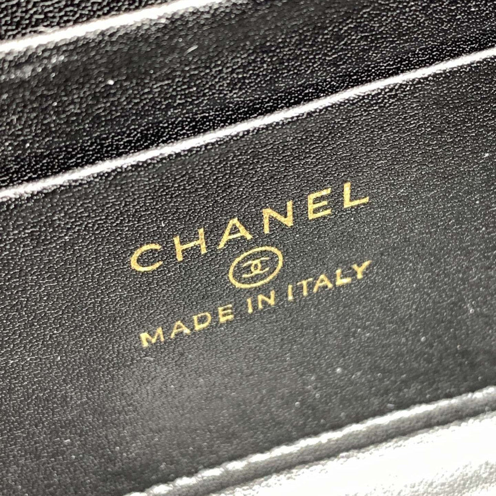 23P フラップバッグ 19cm ブラック キャビア ゴールド金具