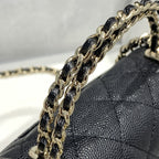 23P Flap Bag 15cm Black Caviar Gold Hardware