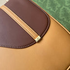 乗馬スタイル ショルダーバッグ 21インチ ブラウンカーフスキン ゴールド金具