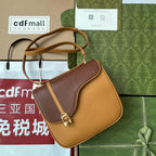 乗馬スタイル ショルダーバッグ 21インチ ブラウンカーフスキン ゴールド金具