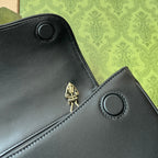 乗馬スタイル ショルダーバッグ 21インチ ブラック カーフスキン ゴールド金具