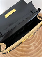 MANHATTAN 29 TOP-HANDLE IN SMOOTH BLACK BEIGE CALFSKIN