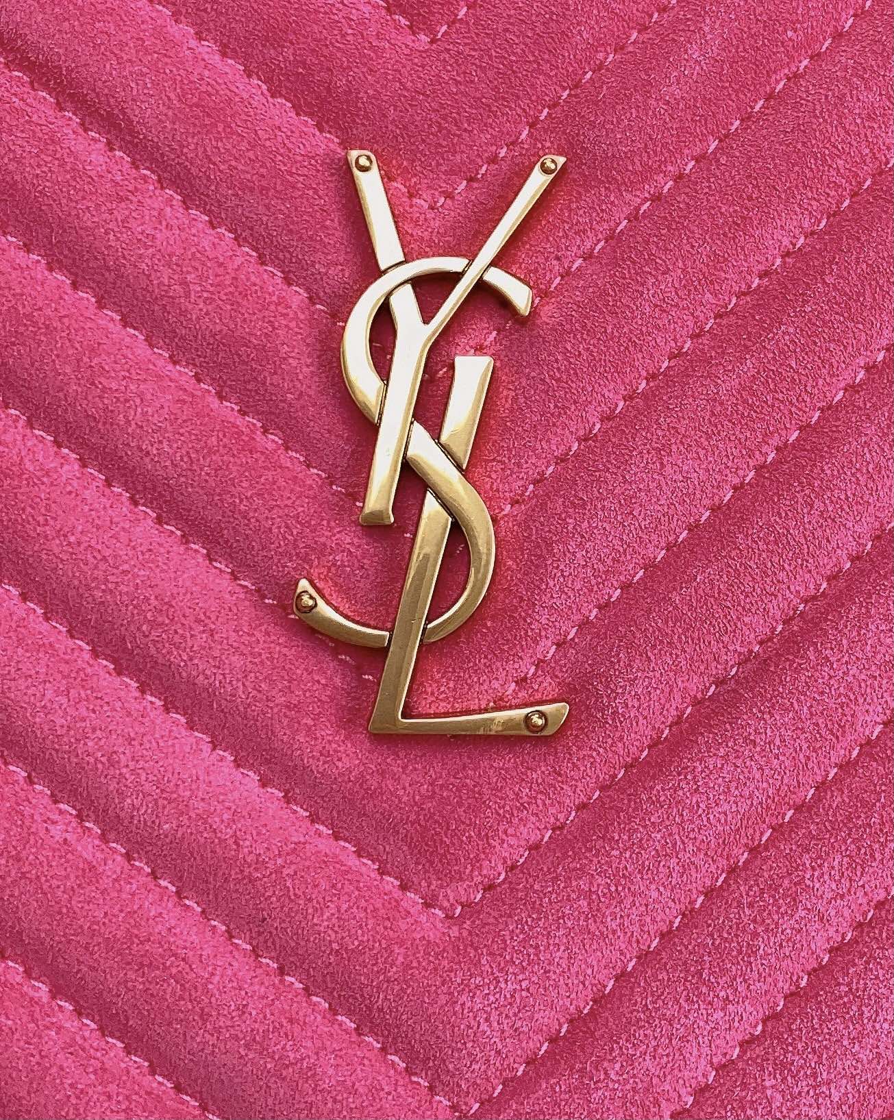 ルー カメラバッグ 23 明るいピンクのスエードとカーフスキントリム