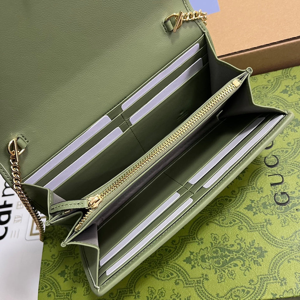 ブロンディ ショルダーバッグ 21 グリーン カーフスキン ゴールド金具