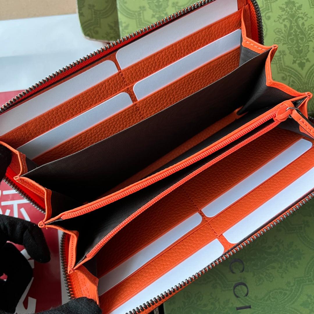 フルジップウォレット 19 オレンジエンボスカーフスキン