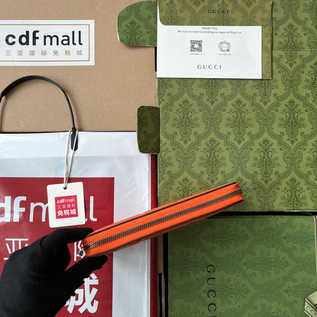 フルジップウォレット 19 オレンジエンボスカーフスキン