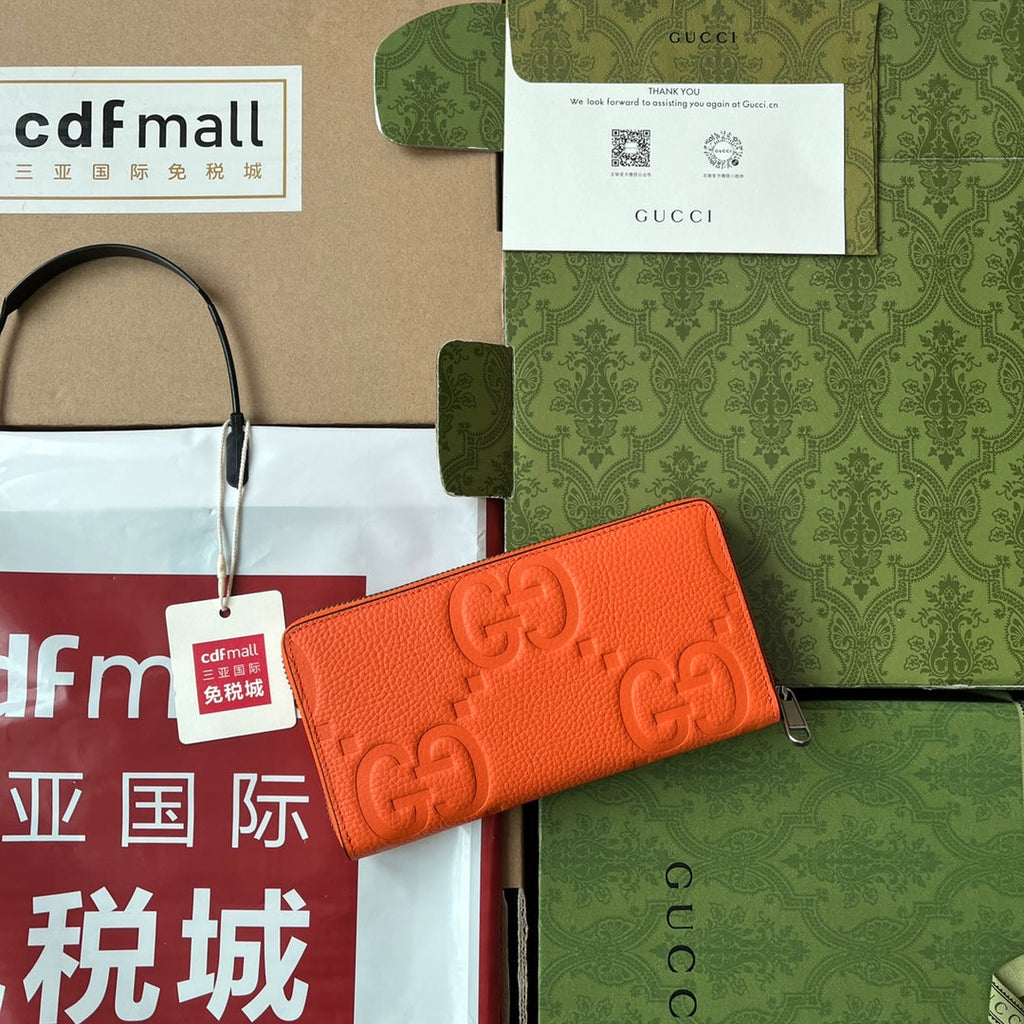 フルジップウォレット 19 オレンジエンボスカーフスキン