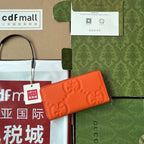 フルジップウォレット 19 オレンジエンボスカーフスキン