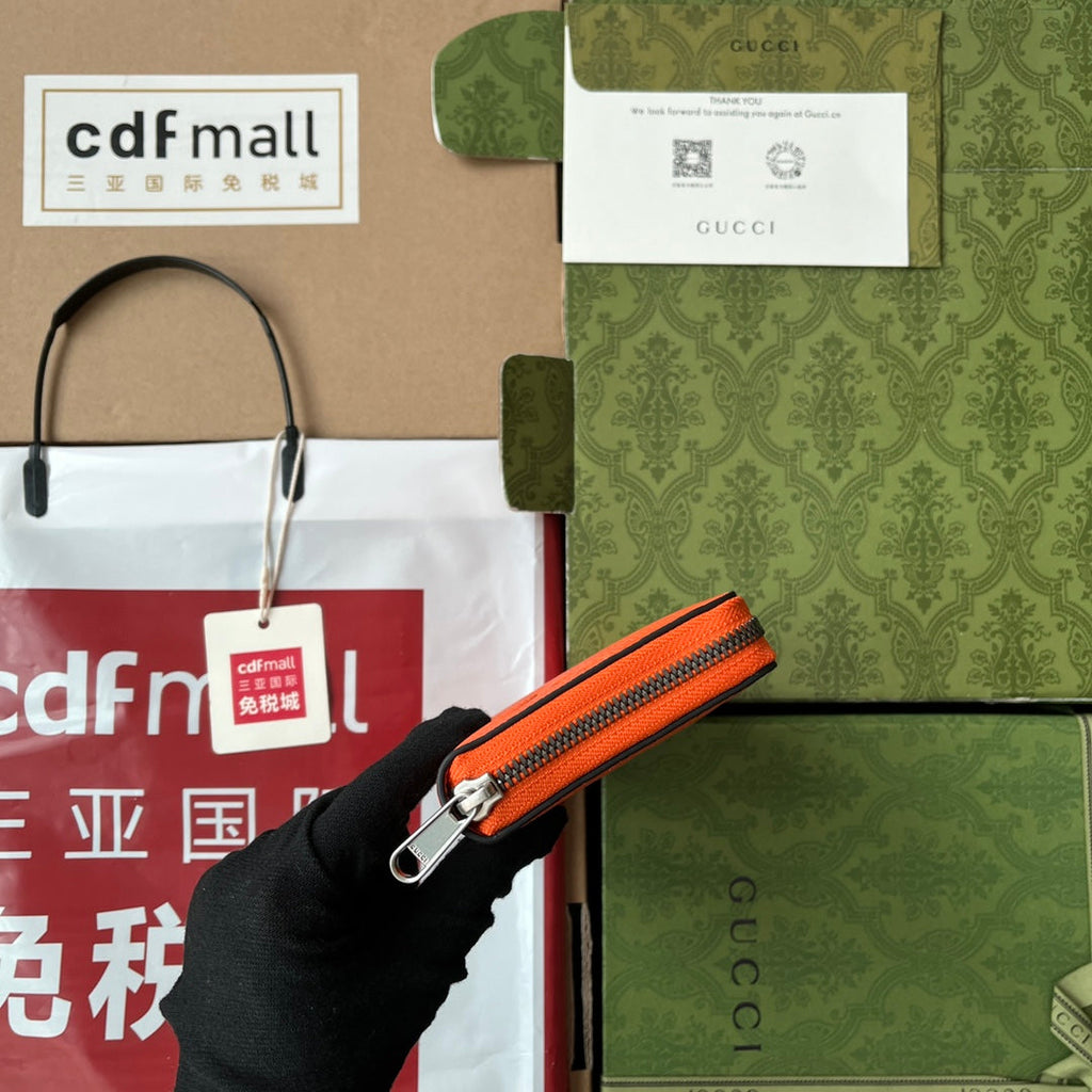 フルジップウォレット 19 オレンジエンボスカーフスキン