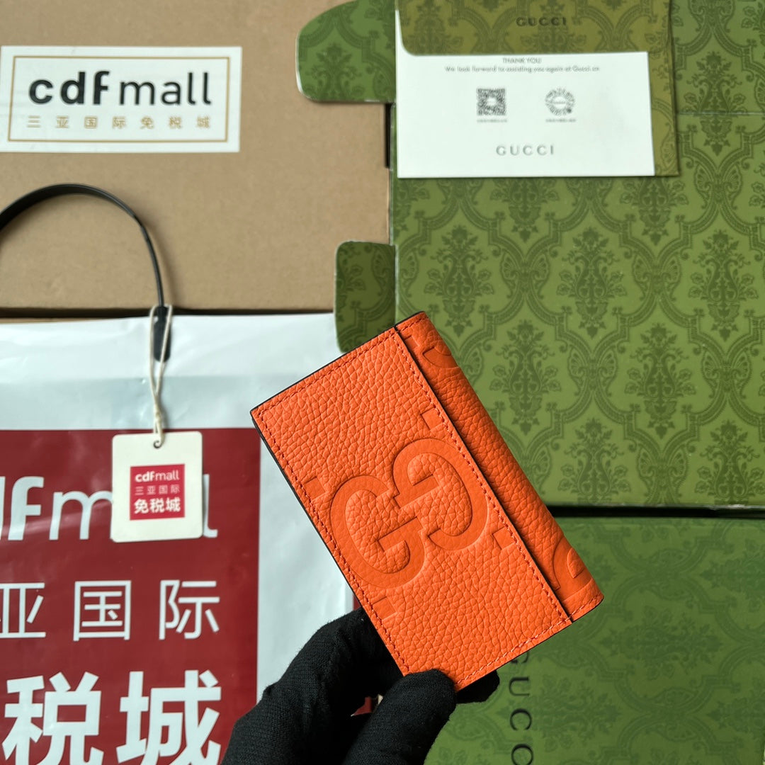 オレンジエンボスカーフスキン製カードホルダー12枚