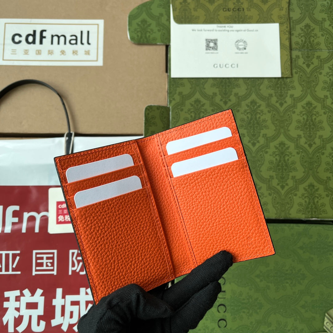 オレンジエンボスカーフスキン製カードホルダー12枚