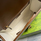 MESSENGER BAG 25 IN BEIGE CANVAS ANG BROWN CALFSKIN