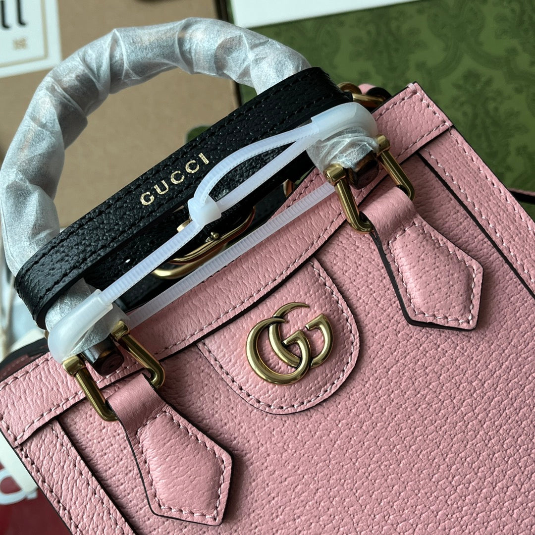 ダイアナ トートバッグ 19 ピンク ラムスキン バンブーハンドル