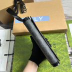 GGクラスプ クラッチ 20 ブラック キャンバス＆カーフスキン