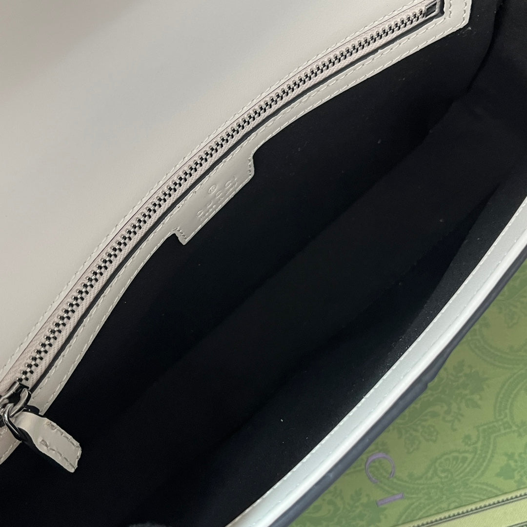 プチ スモール ショルダーバッグ 27インチ ブラック×ホワイト カーフスキン