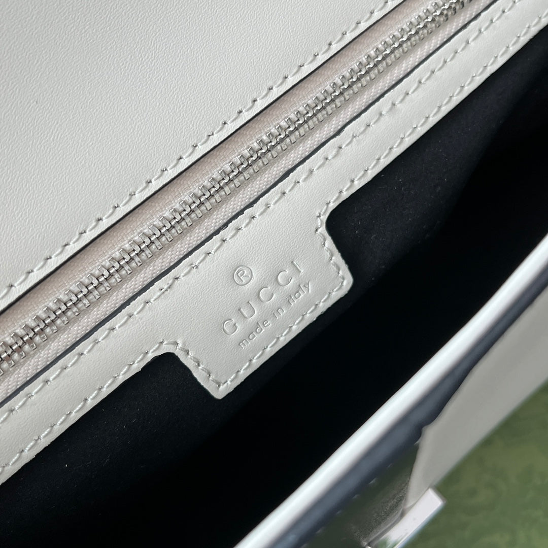 プチ スモール ショルダーバッグ 27インチ ブラック×ホワイト カーフスキン