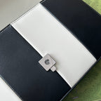 プチ スモール ショルダーバッグ 27インチ ブラック×ホワイト カーフスキン