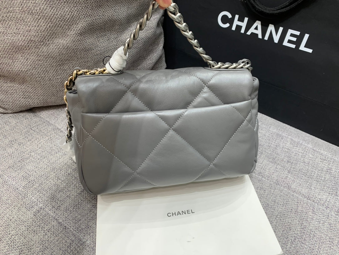 19 フラップバッグ 26 ダークグレー ゴートスキン シルバー金具