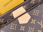 LV 25S MULTI POCHETTE ACCESSOIRES 25 IN BROWN MONOGRAM COATED CANVAS PINK STRAP