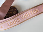 LV 25S MULTI POCHETTE ACCESSOIRES 25 IN BROWN MONOGRAM COATED CANVAS PINK STRAP
