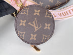 LV 25S MULTI POCHETTE ACCESSOIRES 25 IN BROWN MONOGRAM COATED CANVAS PINK STRAP