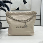 CC ミディアム 37 ハンドバッグ ベージュクリームカーフスキン シルバー金具