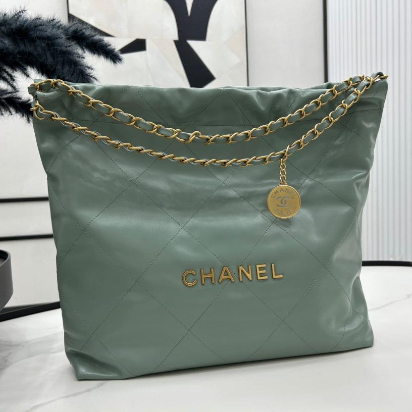 CC ラージ 42 ハンドバッグ グリーンセージ カーフスキン ゴールド金具