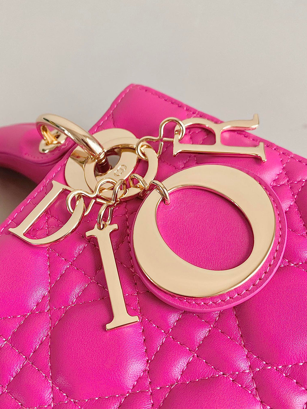 ホットピンクラムスキンのミディアムサイズ レディ 20 ハンドバッグ