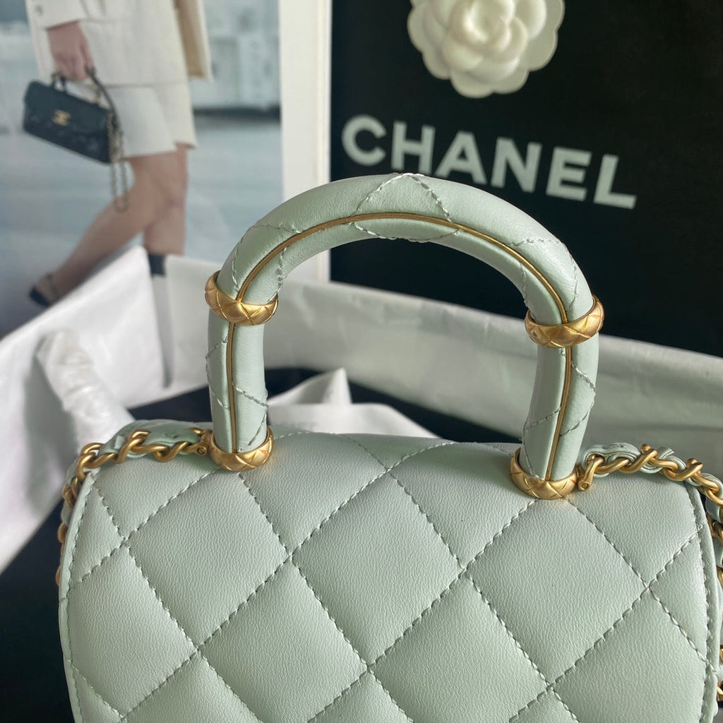 CCミニ15バッグ（スカイブルーカーフスキン、ゴールド金具）