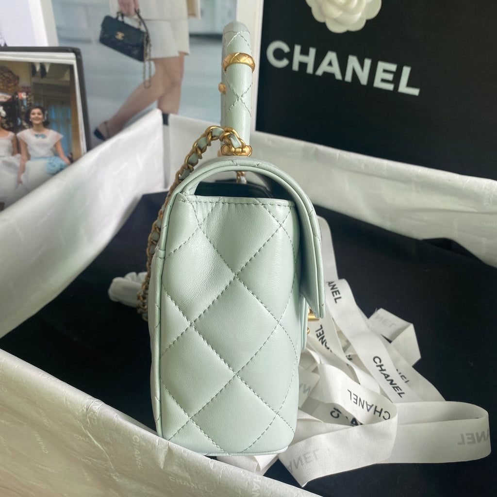 CCミニ15バッグ（スカイブルーカーフスキン、ゴールド金具）