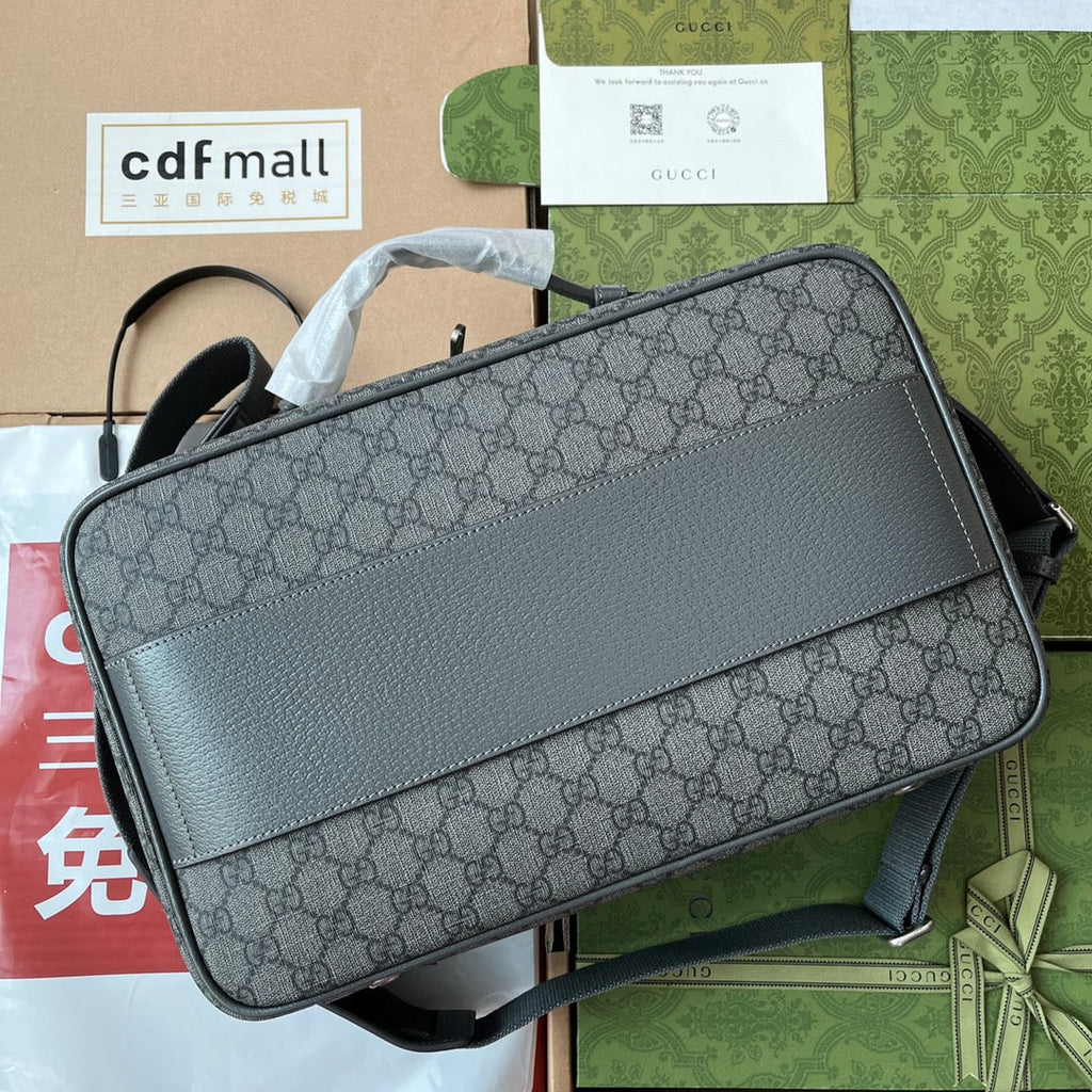 OPHIDIA SHOULDER BAG 36 IN DARK GREY GG CALFSKIN