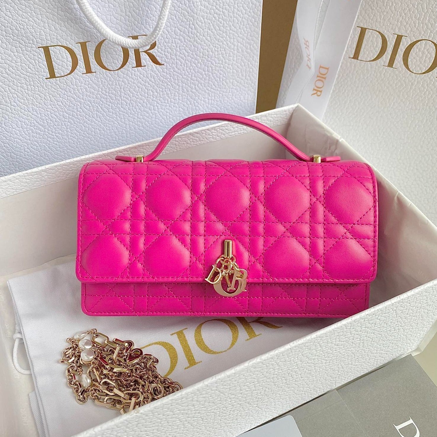 ホットピンクラムスキンのマイクロレディ12バッグ