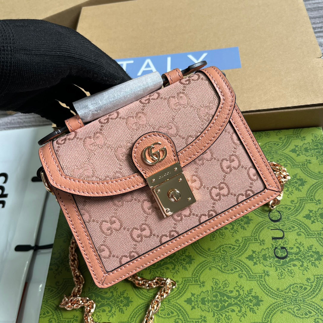 GGオフィディア ミニ 17 ハンドバッグ（ライトピンク キャンバス）