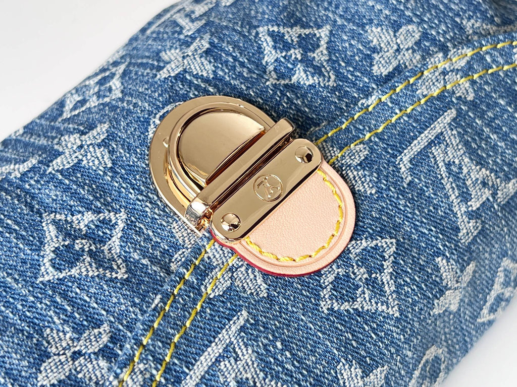LV 25S プリーツバッグ 26インチ ブルー モノグラム デニム ゴールド金具