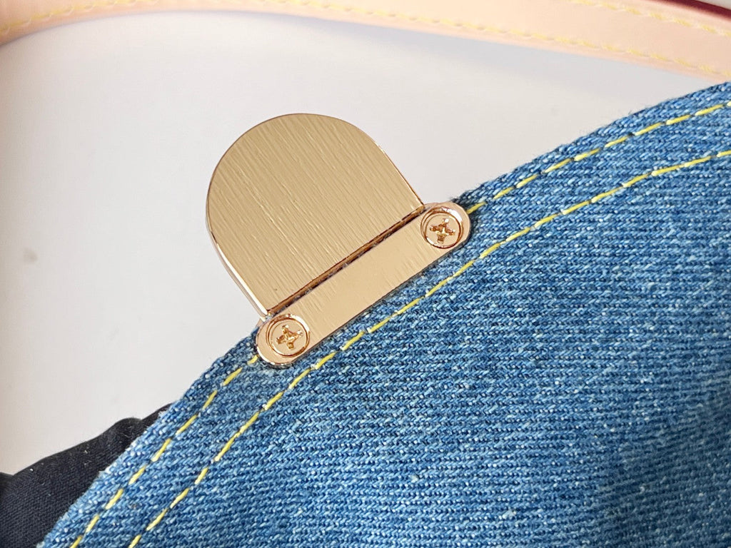 LV 25S プリーツバッグ 26インチ ブルー モノグラム デニム ゴールド金具