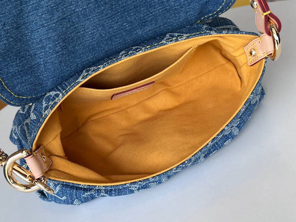 LV 25S プリーツバッグ 26インチ ブルー モノグラム デニム ゴールド金具