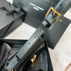 ソルフェリーノ スモールサッチェル 19インチ ブラック×ホワイト カーフスキン ゴールドロゴ