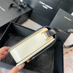 ソルフェリーノ ミディアム サッチェル 23インチ ブラック×ホワイト カーフスキン ゴールドロゴ