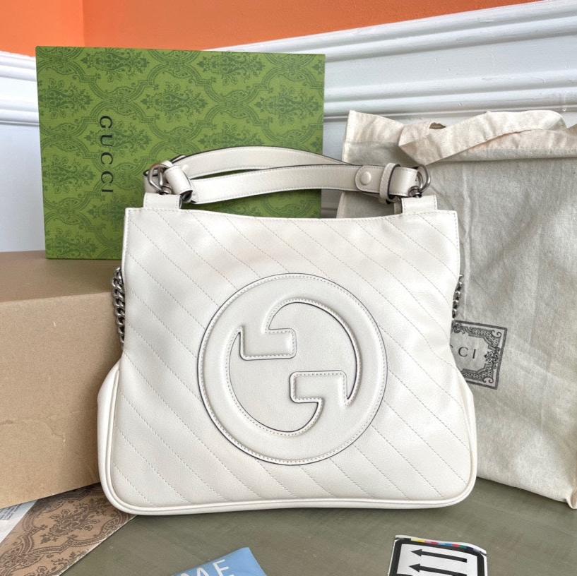 ブロンディ トートバッグ 30インチ ホワイトカーフスキン シルバー金具