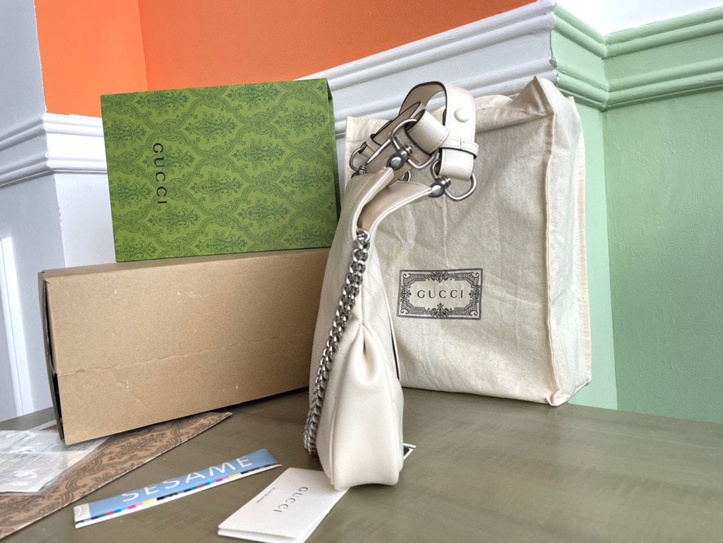 ブロンディ トートバッグ 30インチ ホワイトカーフスキン シルバー金具