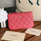 CCクラシック スモール 15 ジップポーチ（ブラッシュレッド グレインカーフスキン）