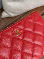 CC クラシック スモール 15 ジップポーチ（クリムゾンレッド グレインカーフスキン製）