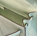 KELLY 28CM IN VERT FIZZ SWIFT CALFSKIN SILVER HARDWARE