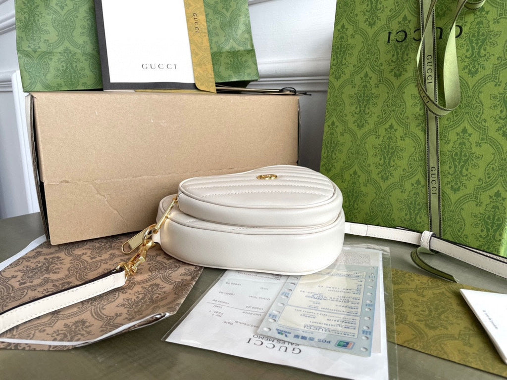 マーモント ハートバッグ 20インチ ホワイトカーフスキン ゴールド金具