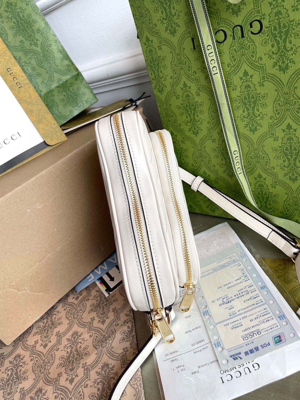 マーモント ハートバッグ 20インチ ホワイトカーフスキン ゴールド金具